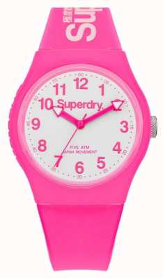 Superdry Unisex Urban Pink Rubber Strap White Dial SYG164PW