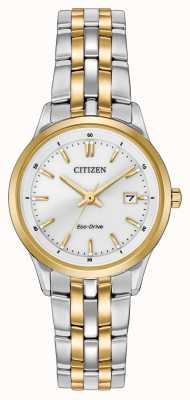 Citizen Women's Stainless Steel & Gold IP Silver Dial Watch EW2404-57A