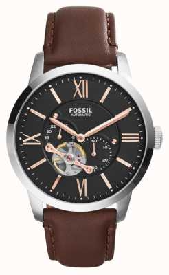 Fossil Men's Townsman Automatic | Black Dial | Brown Leather Strap ME3061