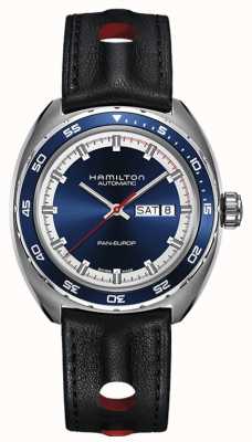 Hamilton American Classic Pan Europ Day-Date Automatic (42mm) Blue Dial / Black Leather Strap + NATO Strap H35405741