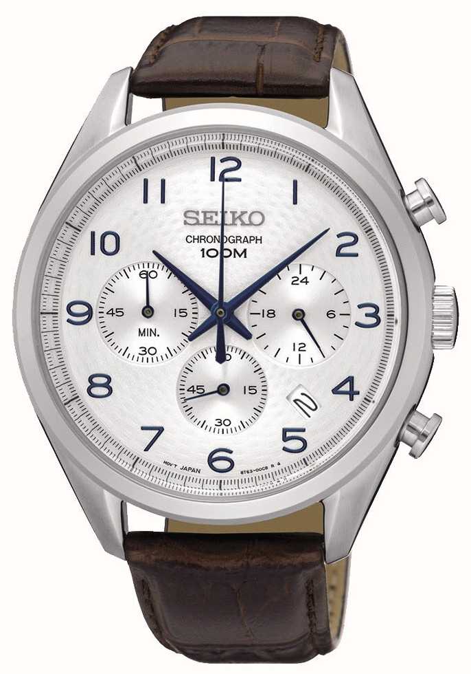 Seiko Mens Quartz Chronograph Leather Strap SSB229P1 - First Class Watches™