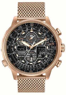 Citizen Navihawk Radio Controlled A-T Rose Gold PVD Plated Eco-Drive Radio JY8033-51E