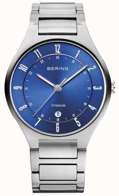 Bering Men's Titanium Grey Strap Blue Dialwatch 11739-707