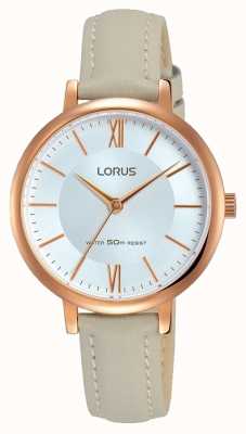 Lorus Womans Sunray Dial Soft Grey Leather Strap RG264LX7