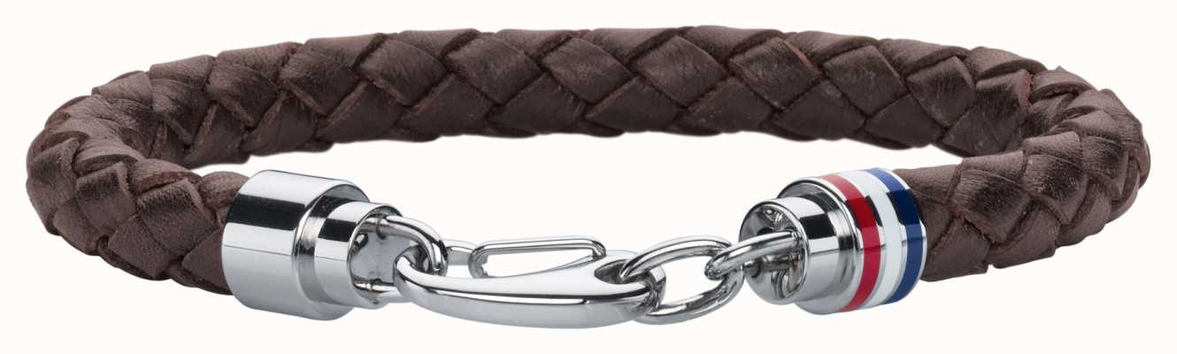 Tommy Hilfiger Men's Brown Leather Stainless Steel Bracelet 2700530