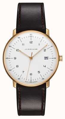 Junghans Max Bill Quartz | Brown Leather Strap | Gold Plated Case 041/7872.04