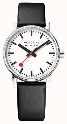 Mondaine Evo2 35mm Black Leather Strap Watch MSE.35110.LB