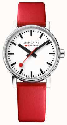 Mondaine Evo2 35mm Red Leather Strap Watch MSE.35110.LC