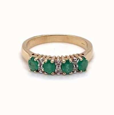 Perfection Diamond 9c Yellow Gold Diamond Emerald Ring GLES163-7