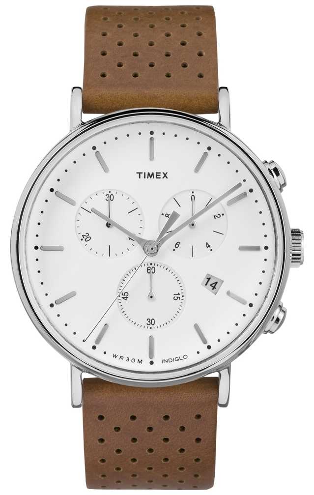 Timex TW2R26700 Fairfield Chrono Brown Leather Strap/White Watch