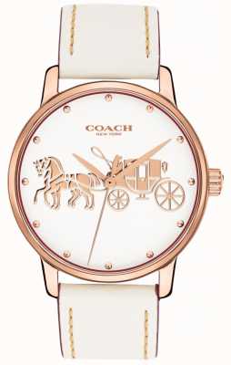 Coach Women's Grand White Leather Strap Rose Gold Case White Dial 14502973