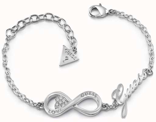Guess Women's Silver Plated Endless Love Infinity Heart Bracelet UBB85065-L