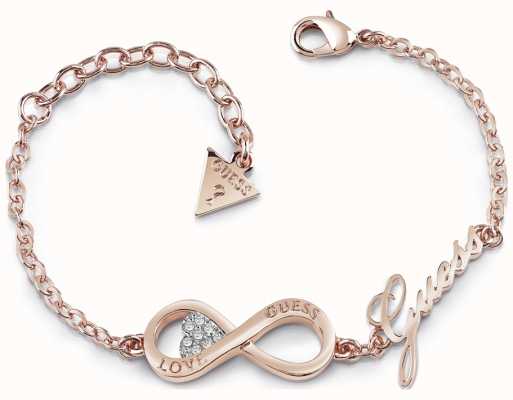 Guess Women's Rose Gold Plated Endless Love Infinity Heart Bracelet UBB85066-L
