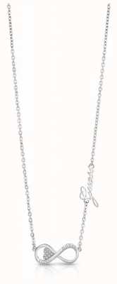 Guess Women's Silver Plated Endless Love Infinity Necklace UBN85012