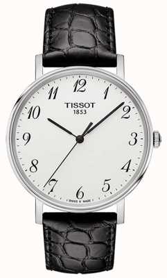 Tissot Men's Everytime medium Black Leather Silver Dial T1094101603200