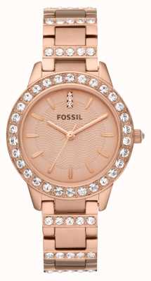 Fossil Women's Jesse | Rose Gold Dial | Crystal Set | Rose Gold Stainless Steel Bracelet ES3020