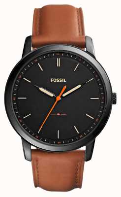 Fossil Men's Minimalist | Black Dial | Brown Leather Strap FS5305