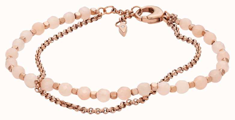 Fossil Rose Gold-Tone Pink Beaded Double Strand Bracelet JA6851791