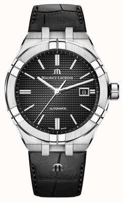 Maurice Lacroix Aikon Automatic Black Dial Black Leather Watch AI6008-SS001-330-1