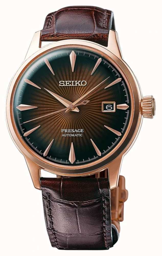 Seiko Presage Cocktail Automatic Rose Gold Case Brown Leather SRPB46J1 -  First Class Watches™