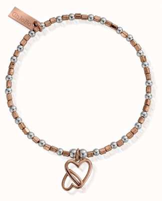 ChloBo Rose And Silver Interlocking Love Heart Bracelet MBCFB573
