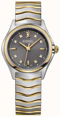 EBEL Women's Wave Diamond Set Two Tone Bracelet Grey Dial 1216283