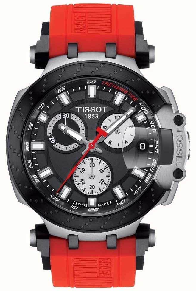 Tissot Men S T Race Quartz Chrono Red Strap Black Dial T1154172705100 First Class Watches™