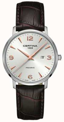 Certina Men's DS Caimano Brown Leather Strap Silver Dial C0354101603701