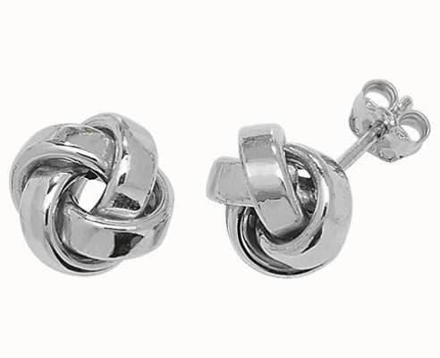 James Moore TH 9k White Gold Knot Twist Stud Earrings ER530W