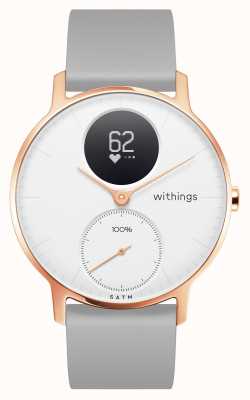 Withings Steel HR 36mm Rose Gold White Dial Grey Silicone Wristband HWA03B-36WHITE-RG-S.GREY-ALL-INTER