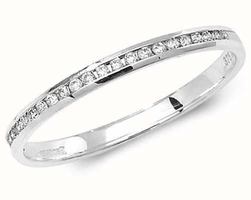 James Moore TH 9k White Gold Diamond Half Eternity Ring Size UK N RD583W