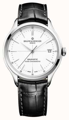 Baume & Mercier | Men's Clifton | Baumatic | Black Leather | White Dial | M0A10518
