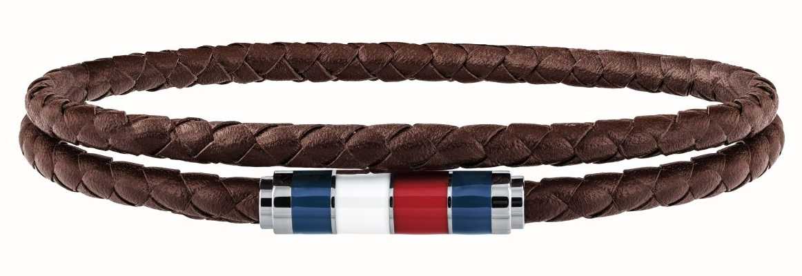 Tommy Hilfiger Men's Brown Leather Double Wrap Bracelet 2790055