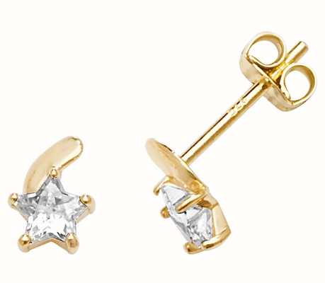 James Moore TH 9k Yellow Gold Cubic Zirconia Star Earrings ES603