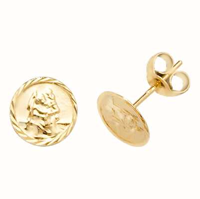 James Moore TH 9k Yellow Gold St Christopher Stud Earrings ES574