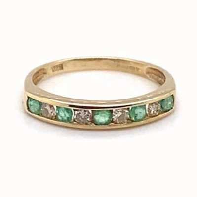Perfection Diamond 9k Yellow Gold Emerald Diamond 9 Eternity Ring J53088