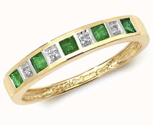 James Moore TH 9k Yellow Gold Emerald and Diamond Ring RD217E