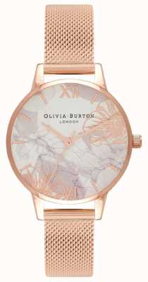 Olivia Burton | Women's | Abstract Florals | Rose Gold Mesh Bracelet | OB16VM11