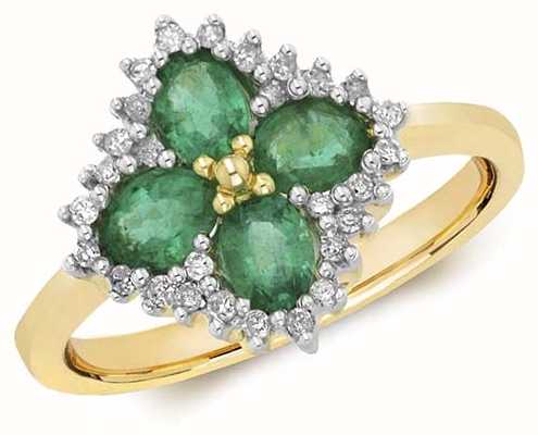 James Moore TH 9k Yellow Gold 4 Emerald Diamond Ring RD222E