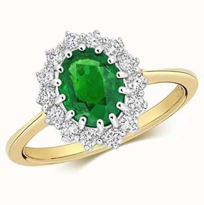 James Moore TH 9k Yellow Gold Emerald Diamond Cluster Ring RD280E