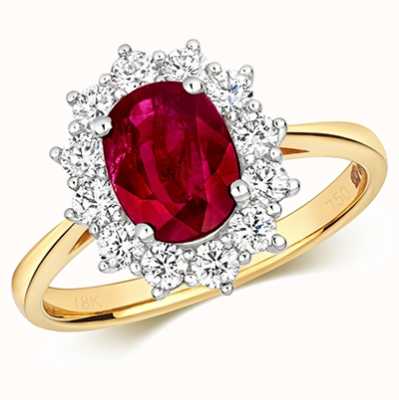 James Moore TH 9k Yellow Gold Ruby Diamond Cluster Ring RDQ431R