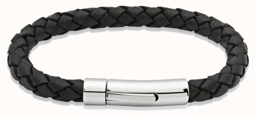 Unique & Co Black Leather  | Stainless Steel Clasp | Bracelet A40BL/21CM