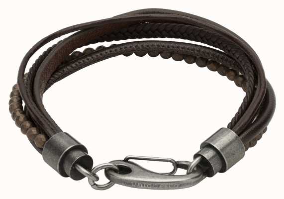 Unique & Co Dark Brown Leather | Matt Brown Hematite Beads |  Bracelet B387DB/21CM