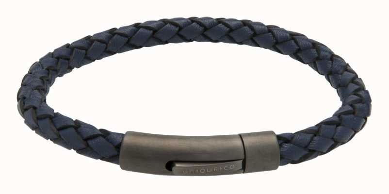 Unique & Co Blue Leather| IP Steel Clasp |  Bracelet B425BLUE/21CM
