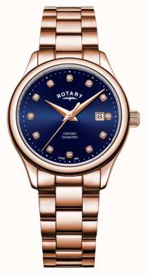 Rotary | Women's Oxford | Rose Gold PVD Plated | Blue Sunray Dial | LB05096/05/D