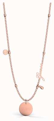 Guess Women's 'Peony Art' 16-18" Rose Gold Coin Necklace UBN29103