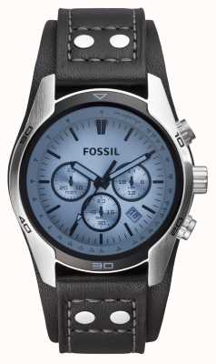Fossil Men's Coachman | Blue Chronograph Dial | Black Leather Strap CH2564