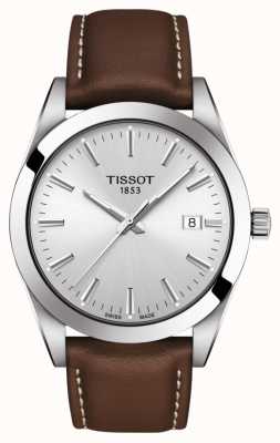 Tissot | Gentleman | Brown Leather Strap | Silver Dial | T1274101603100