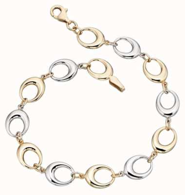 Elements Gold 9ct Yellow Gold /White Gold Oval Link Bracelet GB403