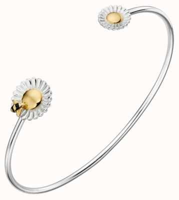 Elements Silver Silver / Gold Plated Bee Daisy Bangle B5220